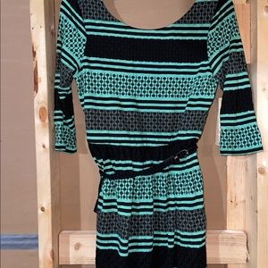 Green &’ black striped dress